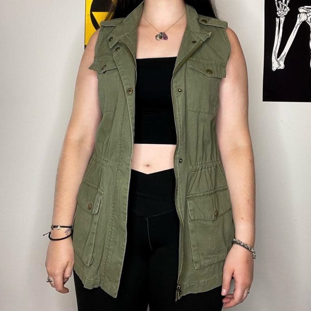 Olive Green Military Vest from Charlotte Russe